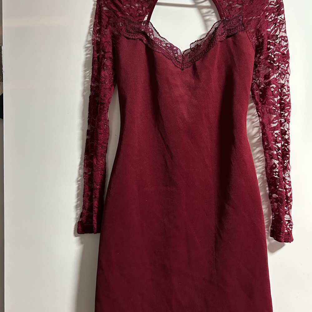 Elegant Burgundy Lace Dress
